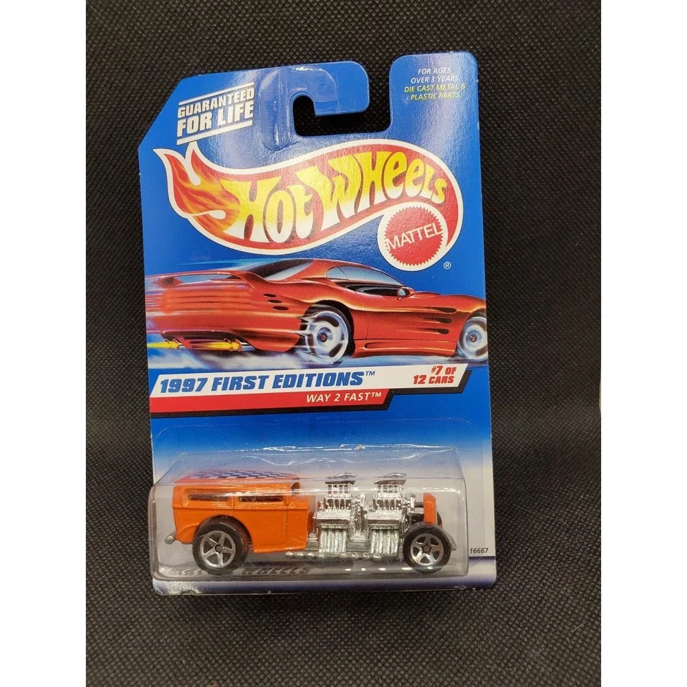 Hot Wheels #514 First Editions 7/12 WAY 2 FAST Orange Unpainted Base Malays